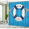 thumbnail image 5 of Ambesonne Nautical Shower Curtain, Welcome on Board Sign, 69"Wx70"L, Blue Navy Blue White, 5 of 5