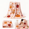 thumbnail image 2 of Halloween Throw Blanket, Soft Plush Fleece Cozy Throw Blanket, Pastel Pink Candy Jar Apple Pumpkin Ghost Blanket, Holiday Decor for Halloween Party Sofa Bed Living Room Indoor,71x79Inch, 2 of 4