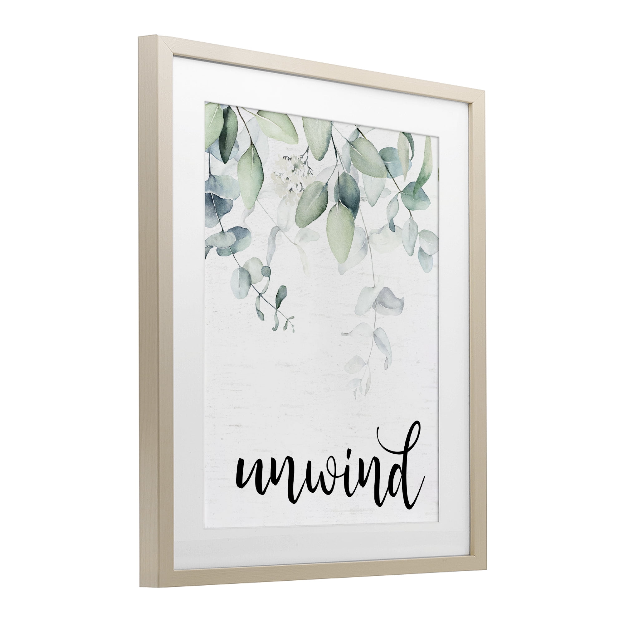 Unwind Leafy Herbs Birch Framed Print Under Glass, design by Lettered and Lined