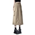 thumbnail image 2 of Cargo Skirts for Women High Waist A Line Slimming Skirt Loose Daily Casual Retro Summer Womens Long Skirt with Pocket Khaki S, 2 of 5