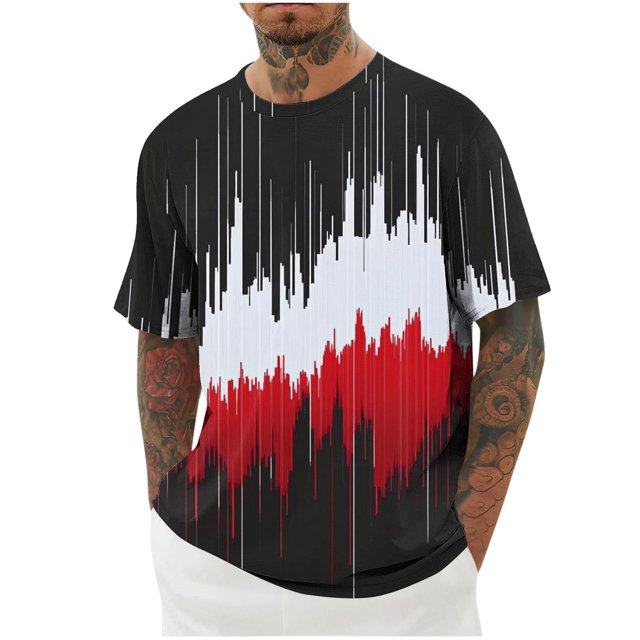 Styesk T-Shirts pour Homme Imprimé Col Rond Mode Décontractée Manches Courtes Blouses
