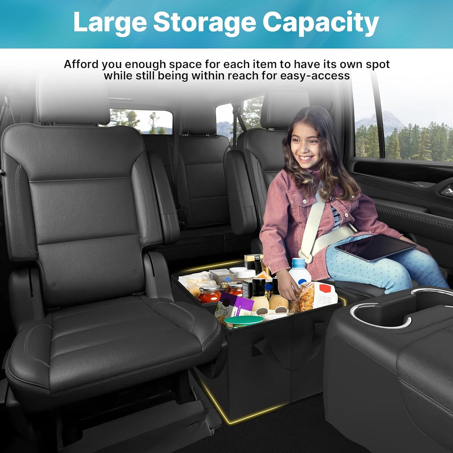 Car Seat Organizer for Ford Explorer 2020-2026, Console Organizer Backseat Toy Bin for Explorer, Seat Aisle storage Box for 6-Passenger Kids Dogs ST XLT Accessories