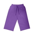 thumbnail image 5 of HKYNLAG Bermuda Shorts for Women Knee Length Plus Size Cotton Linen Shorts Elastic Waist Drawstring Shorts Summer Capris Pants with Pockets Purple 3XL, 5 of 7