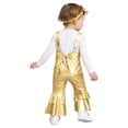 thumbnail image 2 of Miaeowve Toddler Baby Girls Retro 70s Outfit Disco Flared Jumpsuit Sleeveless Sparkly Bodysuit Gold 6-12M, 2 of 7