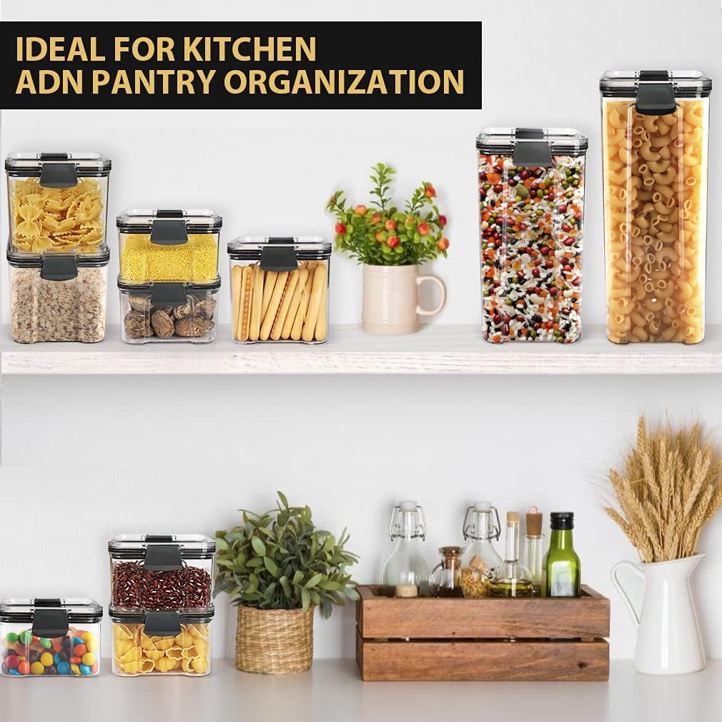 Kosbon Airtight Food Storage Container Set, 14 Pcs BPA Free Plastic Dry Food Rice Canisters for Kitchen Pantry Organization and Storage