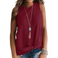 thumbnail image 2 of Jewelreauty Tank Tops for Women 2024 Sleeveless Crewneck Knot Casual Solid Shirts Summer Loose Trendy Blouses (L, Wine), 2 of 7