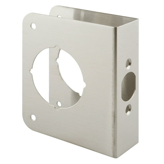 1-3/8 in. x 4-1/2 in. Thick Stainless Steel Lock and Door Reinforcer, 2-1/8 in. Single Bore, 2-3/8 in. Backset