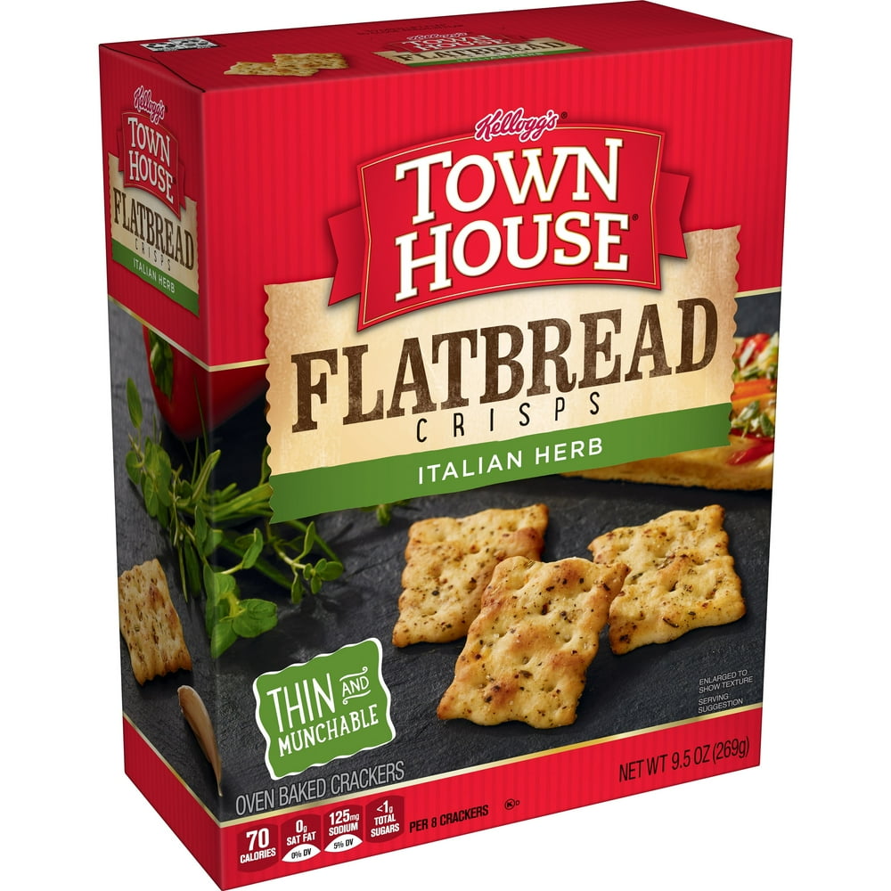 Keebler Town House Flatbread Crisps Crackers, Italian Herb, 9.5oz