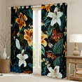 thumbnail image 2 of Manfei Retro Flower Black Out Curtains,Rustic Lily Curtains Pack of 2 (42x63 Each),Green White Orange Bedroom Curtains For Men Women,Ultra Soft Home Decor, 2 of 6