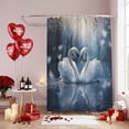 thumbnail image 4 of Valentines Day Shower Curtain, 36" x 72", White Swans Couple Romantic Blue Waterproof Bathroom Curtain Washable Shower Curtain Set with 12 Hooks, 4 of 9
