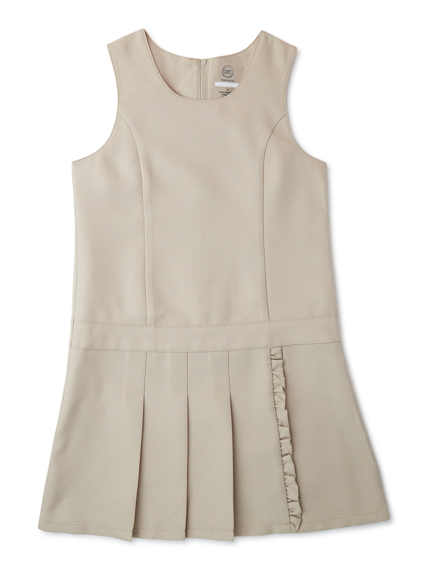 Wonder Nation Girls School Uniform Pleated Ruffle Jumper Dress