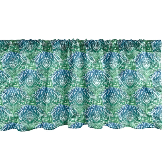 Ambesonne Abstract Window Valance, Ornamental Orient Motifs, 54" X 12", Sea Blue Jade Green