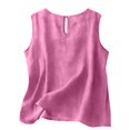 thumbnail image 4 of Linen Tank Tops for Women Comfy Summer Sleeveless Crewneck Gauze Shirts Casual Blouse Loose Fit Tops Hot Pink 2XL, 4 of 6