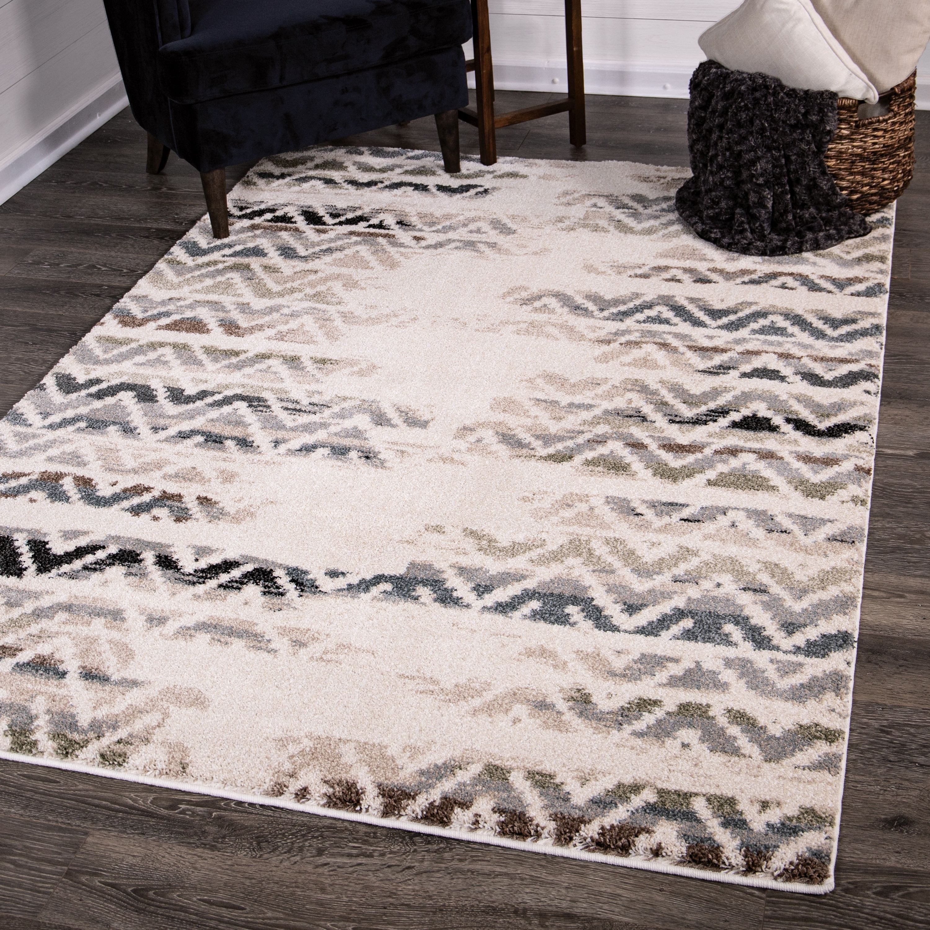 Orian Portland Nasra Muted Blue Area Rug 5'3" x 7'6"