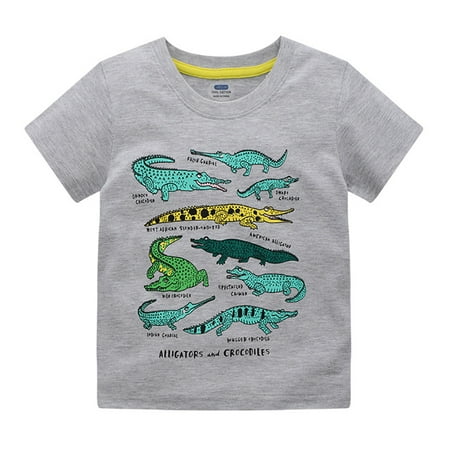 

Toddler T-shirts Boys Children s Shortsleeve Tees Fashion Cartoon Crocodile Group Printing Baby Cotton T-shirts 12M-8T