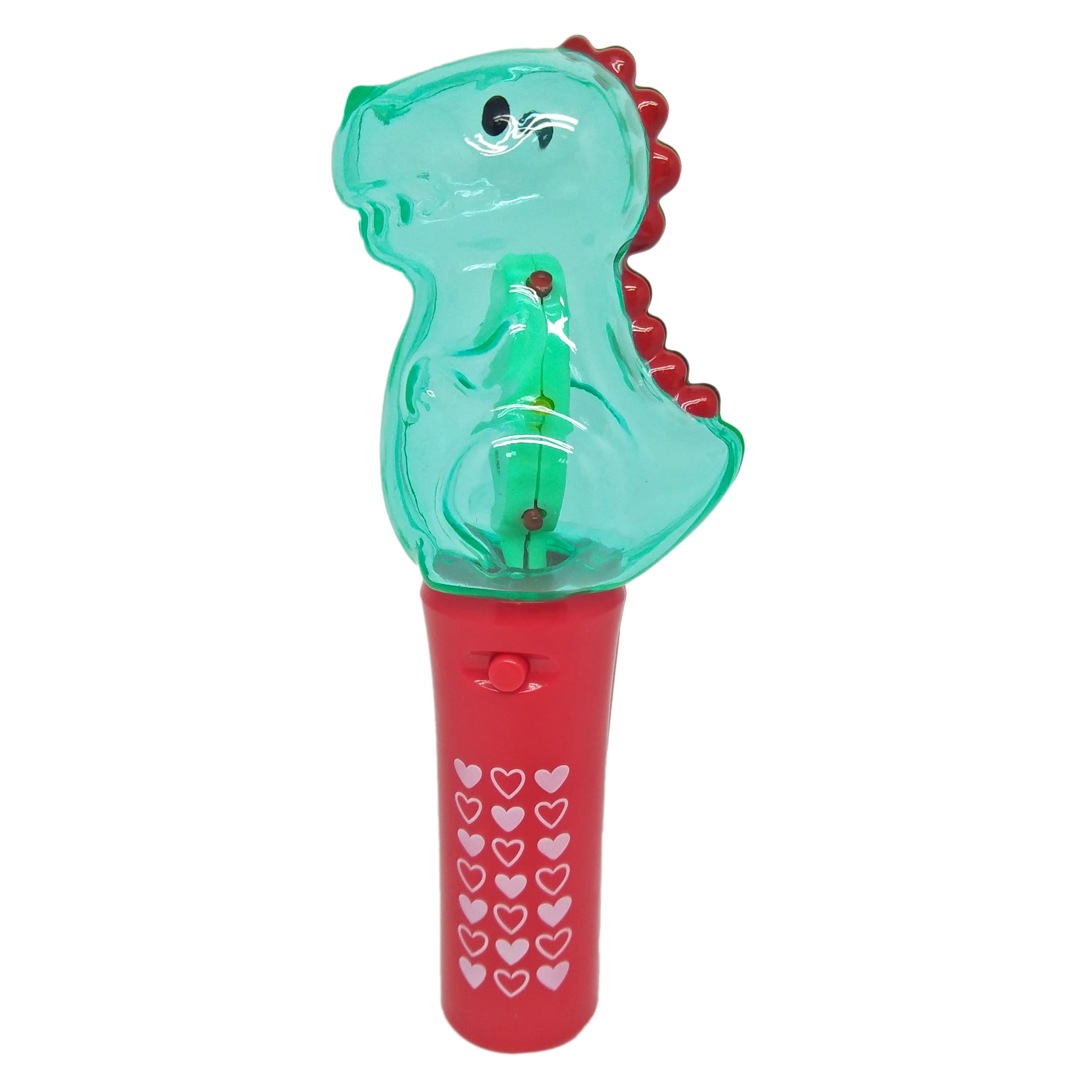 WAY TO CELEBRATE! Valentine's Day Handheld Light Up Multicolored LEDs Spinner in Dinosaur Sharp with Red Handle