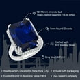 thumbnail image 2 of Gem Stone King 925 Sterling Silver Blue Created Sapphire Ring for Women (18.00 Cttw, Emerald Cut 18X13MM, Available in Size 5, 6, 7, 8, 9), 2 of 5