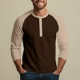 thumbnail image 4 of Resicozy 2025 Henley Shirts for Men Raglan 3/4 Sleeve Vintage Baseball T-Shirts Fall Casual Loose Fit Sport Athletic Tee Tops Light Brown L, 4 of 9