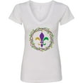thumbnail image 3 of Inktastic Mardi Gras Fleur De Lis Beads Women's V-Neck T-Shirt, 3 of 5