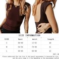thumbnail image 2 of Camiseta De Verano Camisa ajustada para mujer Sin espalda Manga corta Crop Top Casual Slim Fit Traje diario Ygjytge Marrón Oscuro M para Mujer, 2 of 9