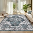 thumbnail image 2 of Hasoo Washable Rug 10' x 13' Rugs for Living Room Vintage Floral Farmhouse Indoor Non Slip Large Carpet for Bedroom, Blue, 2 of 6
