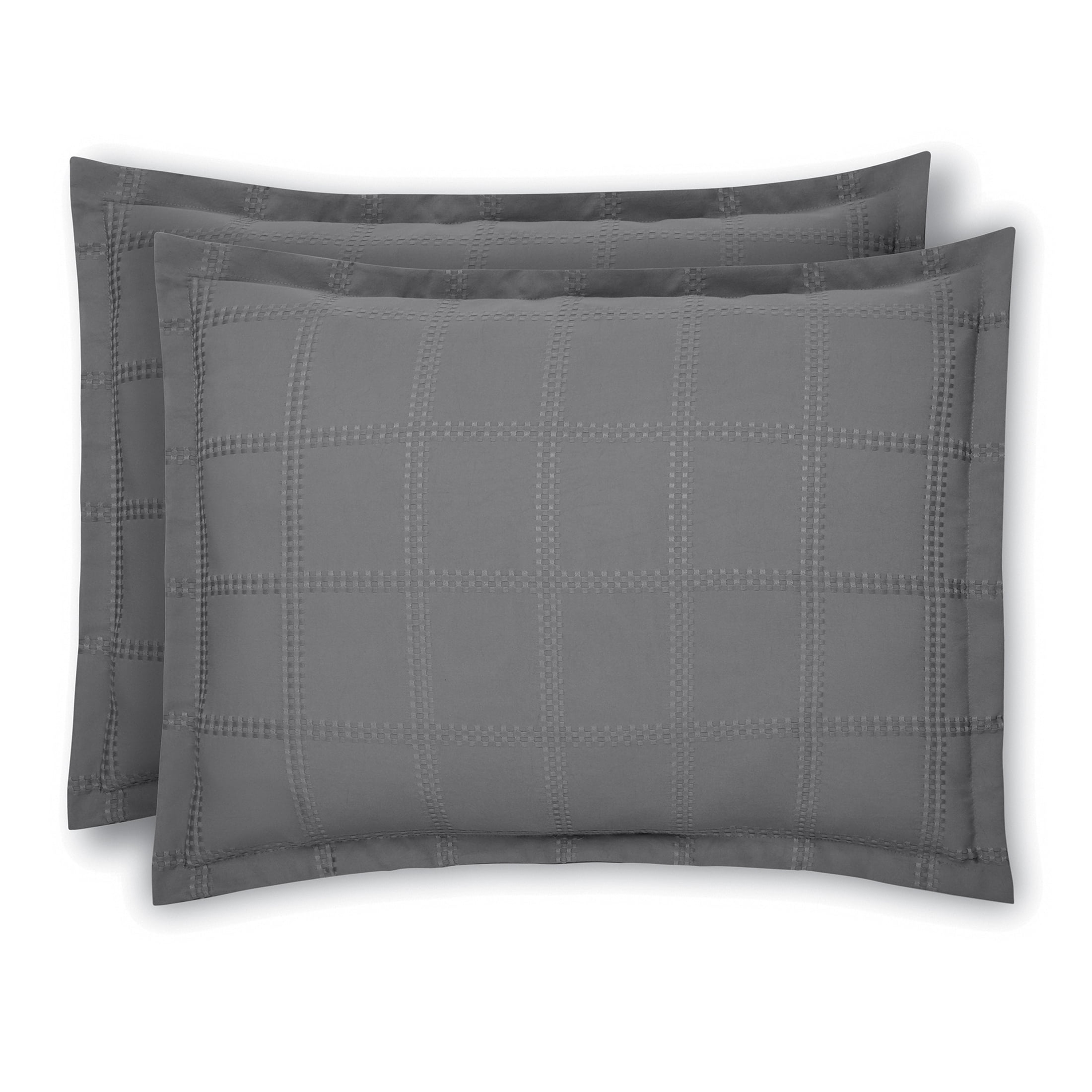Mainstays Waffle Check 4-Piece Grey Comforter Set, Twin/Twin XL