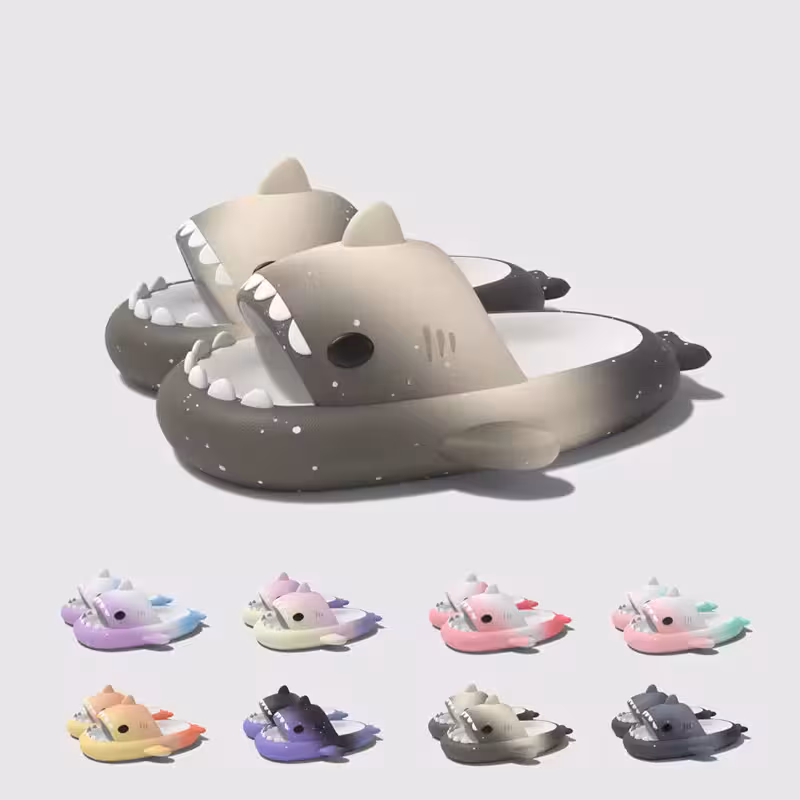 thumbnail image 4 of Zapatillas antideslizantes de tiburón para hombre y mujer, sandalias suaves con punta abierta, secado rápido, cielo estrellado, Nube, 4 of 8