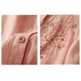 thumbnail image 5 of Jxximdong Button Down Shirts for Women, Women's Cotton New Oriental Loose Embroidered Tops Summer Mid Length 3/4 Sleeve Shirt, Pink Women's Blouses, 5 of 8