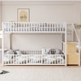 thumbnail image 3 of Harper & Bright Designs Twin Size Metal Bunk Bed with Storage stairs, Twin over Twin Heavy Duty Bunk Bed Frame with Fully Enclosed Safety Rail for Apartment Dormitory, White, 3 of 10