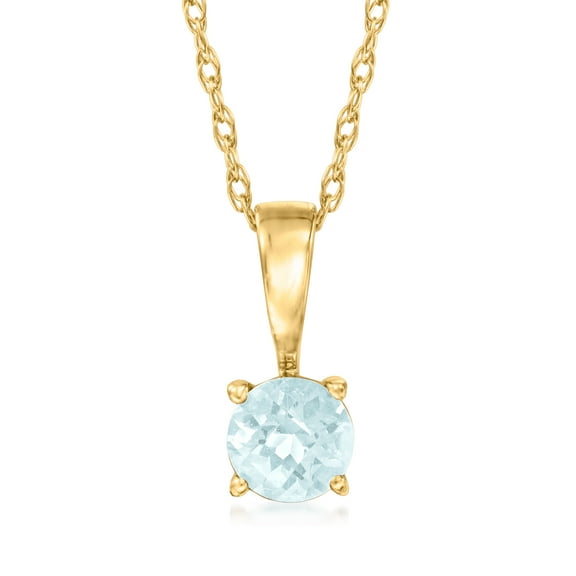 Pure Collection by Ross-Simons 0.20 Carat Aquamarine Pendant Necklace in 14kt Yellow Gold, Women's, Adult