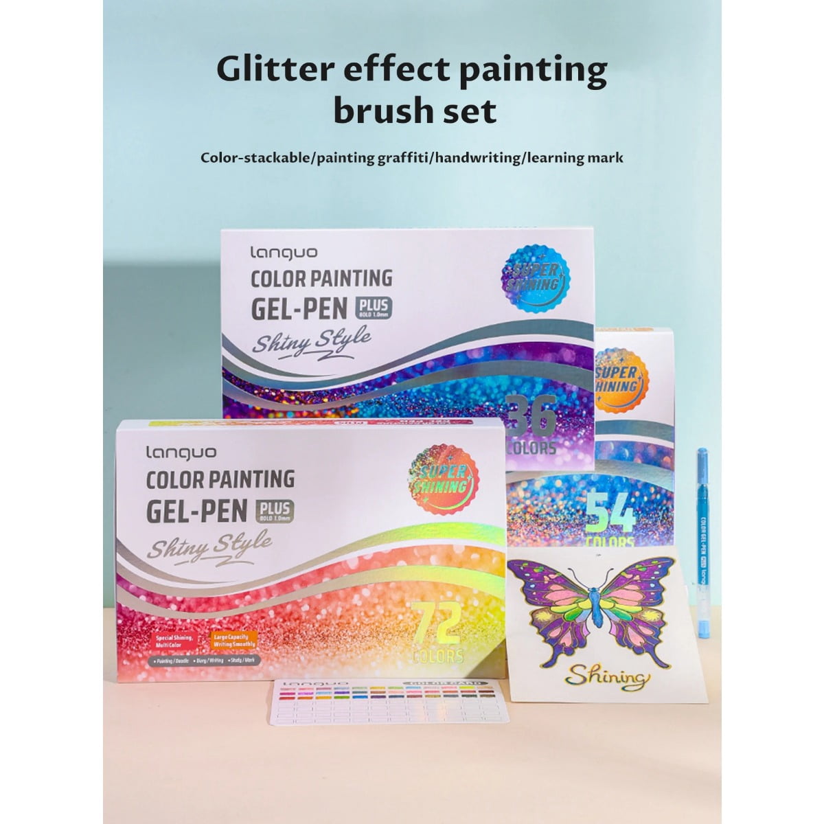 Glitter Gel Pens for Adult Coloring, 24/36/54/72 Colors Special Shining Multi Glitter Gel Pens Colored Set for Drawing, Doodling, Journaling & Creative Art Supplies
