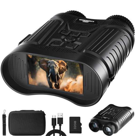 Night Vision Goggles, 4K Night Vision Binoculars for Adults, 3'' HD Screen & 8X Digital Zoom External Flashlight, 2000FT Viewing Range for Outdoor Ca