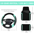 thumbnail image 3 of CAR GRAND Leather Steering Wheel Cover and Waterproof Car Floor Mats,Microfiber Universal Car Combo Fit for 95% Sedan,SUV,Cars,14.5-15inch Sporty Anti-Slip Safety Comfortable Design(Black&Mint), 3 of 8