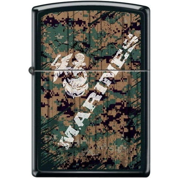 Zippo Lighter- Marine Corps USMC Camouflage Black Matte Windproof Lighter #Z5132