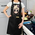 thumbnail image 3 of 2 Pack Adjustable Bib Apron with Cartoon Character Design 2 Pockets Black with Cheerful & Bow Perfect for Cooking & Chef Use for Men & Women, 3 of 6