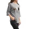 thumbnail image 4 of Unique Bargains Hauts Amples à Épaules Tombantes Manches 3/4 Imprimé Cheval pour Femme, 4 of 6