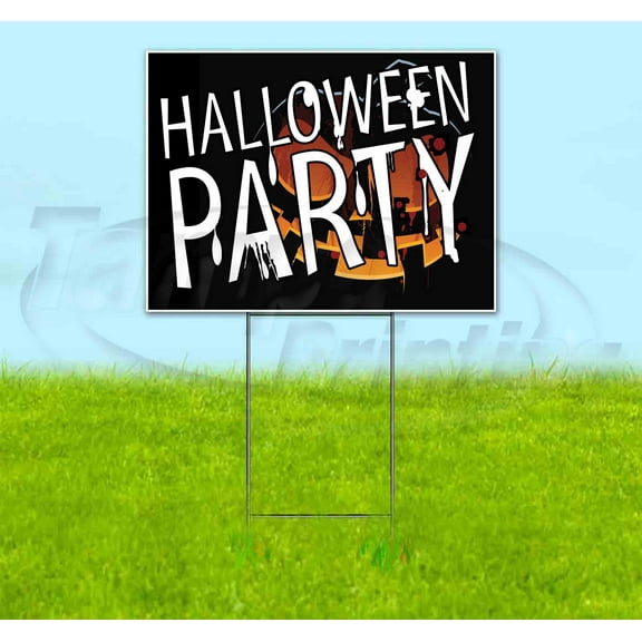 Halloween Party V1 (18" x 24") Yard Sign, Includes Metal Step Stake