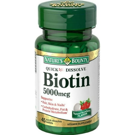 Natures Bounty Biotine 5000Mcg, Dissoudre rapide Comprimés pour l'énergie - 45 Ea