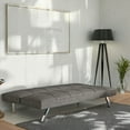 thumbnail image 6 of EBQOSK Sofa Bed with Armrest Two Holders Wood Frame, Stainless Leg, Futon PVC Gray 2, 6 of 7