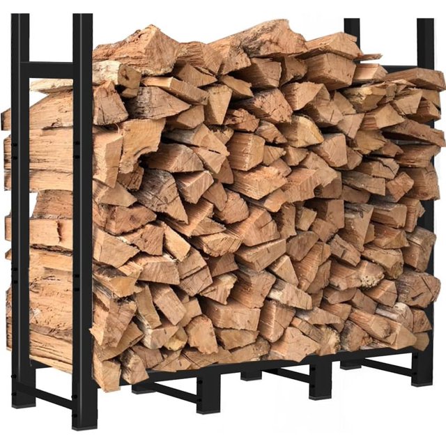 Support de Bois de Chauffage ft Extérieur Réglable Robuste Support de Bois Support de Bois pour Rangement Intérieur Cheminée Organisateur en Métal pour Bois d'Oeuvre Support Empilable
