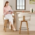 thumbnail image 5 of EYYTHUNG Swivel Bar Stools Set of 6, Modern Curved-Back 26-inch Counter Barstools with Armrests, Linen Upholstered Wooden Stools for Kitchen & Home Bar Seating, Beige, 5 of 8