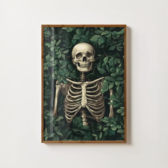 Botanical Print Eclectic Trendy Decor Skull Wall Art Moody Gallery Wall Gothic Dark Academia Art Home Decor #852, Unframed Poster Size 8x12