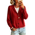 thumbnail image 2 of Women Loose Fit Shawl Collar Cable Knit Cardigan Button Front Long Sleeve Casual Knit Outerwear, XL, 2 of 4