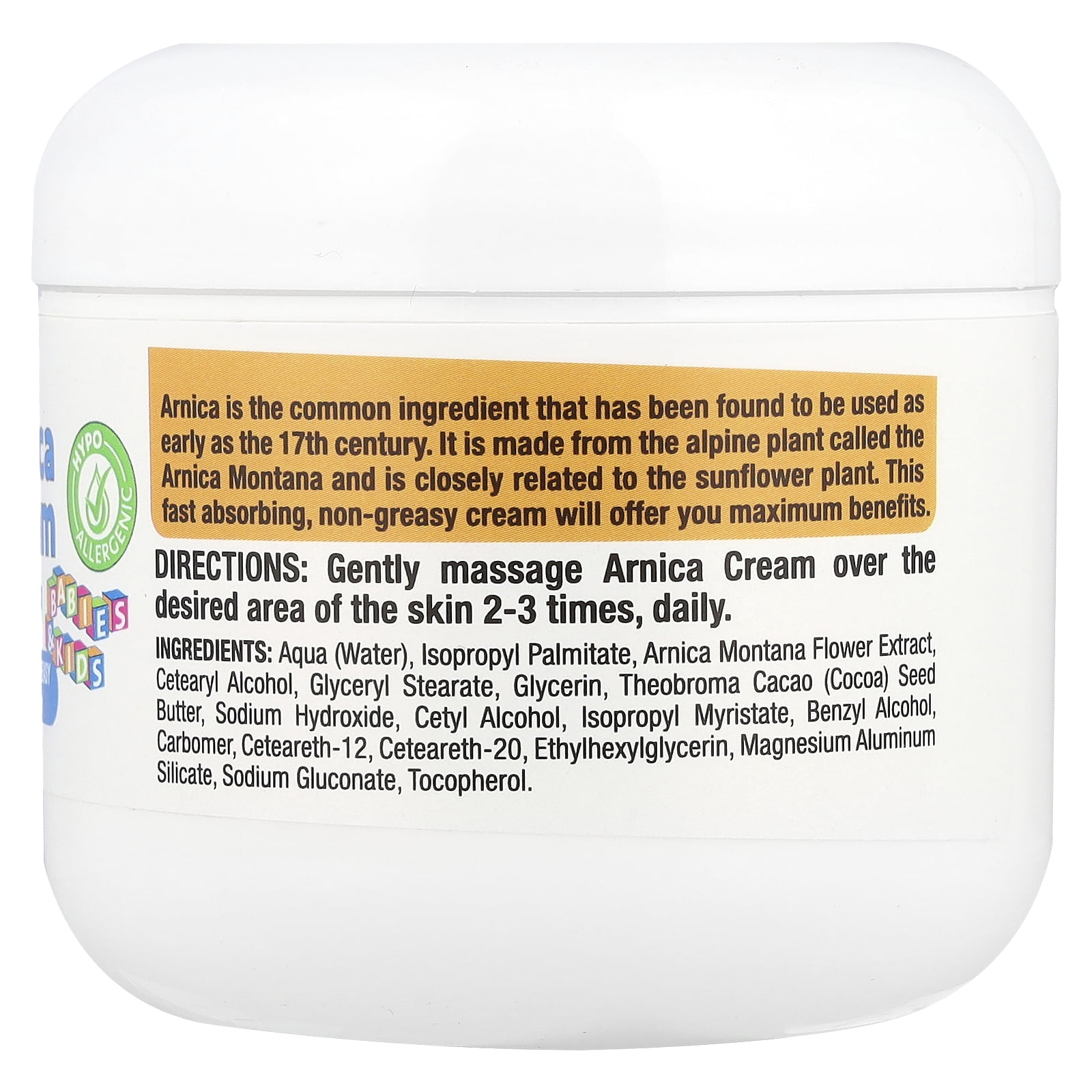 Kids Relief™ Arnica Cream, Natural, Soothing, Non-Greasy, Hypo-Allergenic and Unscented for Bumps and Bruises, 4 oz