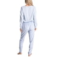thumbnail image 4 of Hanes Women's Midnights Pajama Set, Long Sleeve Top and Jogger Lounge Pants, Blue/Floral, M, 4 of 7