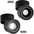 thumbnail image 2 of Foco de montaje en superficie ajustable de 5 W - 7 * 10 CM Focos empotrables LED Lámpara de techo Lámpara COB de ángulo ajustable Aplique de techo, giratoria 360 ° (Negro-6000K) [Clase de eficiencia energética A+] brillar Electrónica, 2 of 5