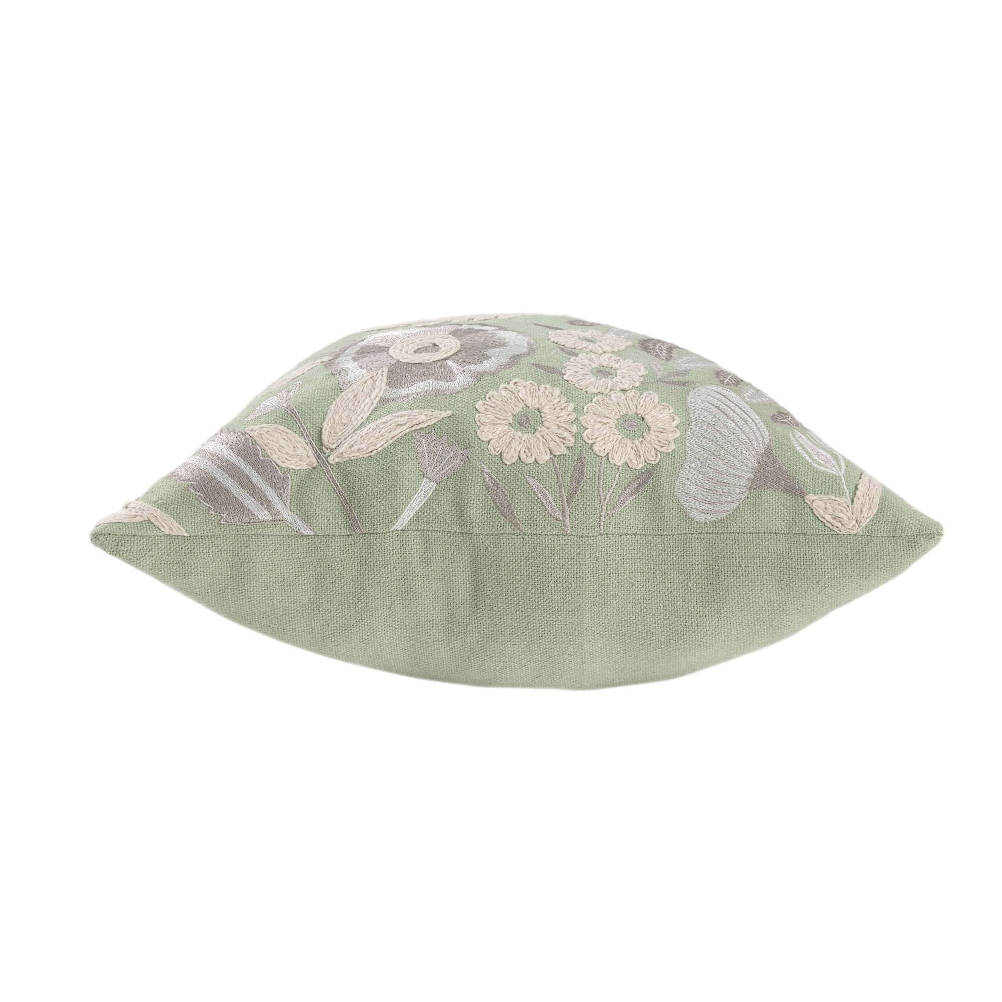 Harlow Hill Camden 24" x 24" Green/Ivory Floral Cotton Adult Decorative Throw Pillow