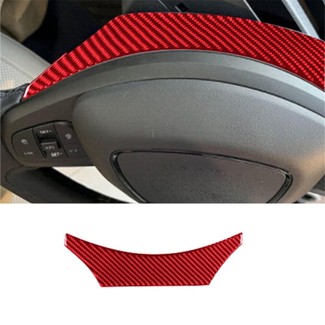 Real Bright Soft Car Interior Carbon Fiber Sticker DecorationRed Interior Steering Wheel Back Cover For Ford Mustang Mach-E Carbon FiberAuto Car Protection Interior Accessories