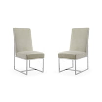 Manhattan Comfort Element 18.9" Velvet Dining Chair in Off White (Set of 2)
