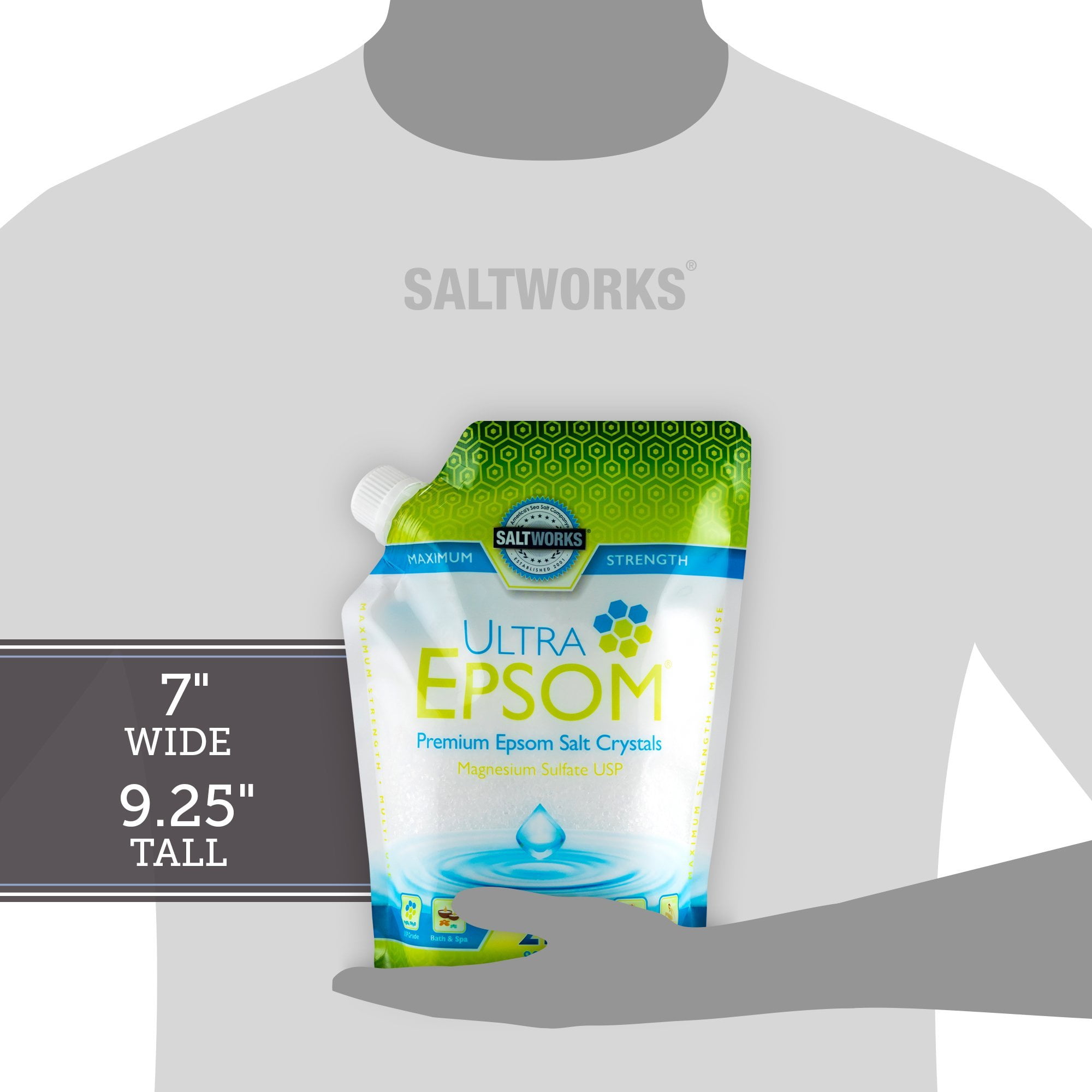 SaltWorks Ultra Premium Epsom Salt, Medium, 2 Pound